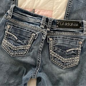 Vintage LA Idol blue jeans white stitching size 3